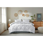 BedTreat Queen Comforter Set, 7-Piece Reversible Microfiber Bedding Set, All-Season Comforter with Flat Sheet, Fitted Sheet, Pillowcases, and Shams, White and Light Gray