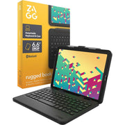 ZAGG Rugged Book Wireless Keyboard Case with Backlit RGB Keys, Magnetic Hinge, Multi-Device Bluetooth for Apple iPad Air 10.9 and iPad Pro 11, Black, ZKB109RBB41