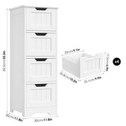 Homfa Bathroom Storage Cabinet, Freestanding Narrow 4-Drawer Organizer, White, 2 Pack