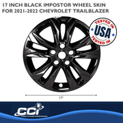 Coast To Coast Impostor Automotive Wheel Cover, Gloss Black, 17 Inch, 5 Double Spokes, Snap-On, Set of 4, IMP469BLK