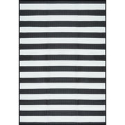 Tayse LNA1103 9X12 Luna Black 9 ft. x 12 ft. Striped Indoor Outdoor Area Rug, Polypropylene, Coastal Style