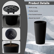 SnugNiture Garden Planters Set of 2, 22-Inch Large Matte Frosted Black, Weather-Resistant, Indoor and Outdoor Use