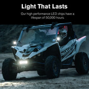 YADA Elevate Off-Road UTV Lighting Combo Kit, 12-Inch LED Light Bar with Spot and Flood Beams, 2 x 4-Inch Pod Lights, Black, 75W