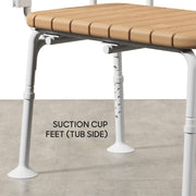 Sharper Image Deluxe Transfer Bench with Wood Grain Seat, Adjustable Height, 350 lb Capacity, Shower Curtain Clips, Model 1019384