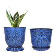 BESTSELER 6 Inch Ceramic Planter for Indoor Plants, Blue, Set of 2