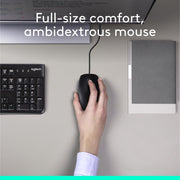 Logitech Keyboard and Mouse Combo, Wired USB, Full-Size Spill-Resistant Keyboard with Number Pad, Optical Ambidextrous Mouse, Black, 920-002565