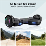 Mosta Hover Electric Scooter Board, All-Terrain, Self-Balancing, Bluetooth, LED Lights, Pink, 6.5 Inch Wheels, 165 lb Capacity