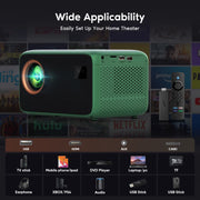 Faltopu Mini WiFi Bluetooth Pico Projector, 4K Supported, Native 1080P, 18000 Lumens, Electric Focus, Outdoor Home Theater, Compatible with iOS Android PC TV Stick HDMI USB, DR08