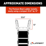 Lippert Pontoon Boat Ladder, Slip-Resistant Steps, Stainless Steel Handrails, Powder-Coated Aluminum, Saltwater Rated, 400 lb Capacity, 2025041871