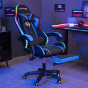 Hoffree Gaming Chair with Massage PU Leather, Blue - High-Quality Material