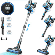 KUOSE A19-150R Cordless Vacuum Cleaner, 38000PA/450W 50min 2500mah for Home Pet Hair Carpet Wood Floor (Blue)