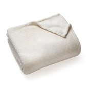 Home City Alaska Diamond Plush Fleece Blanket, Ultra-Soft, Quilted Diamond Pattern, Ivory, Throw Size