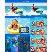 ACTITOP 48 MP 4K Dual Screen Underwater Camera, Blue - Waterproof