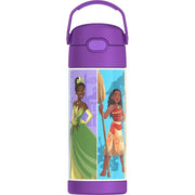 Thermos Kids Stainless Steel Funtainer Water Bottle with Push Button Straw Lid, Leak Proof, Dishwasher Safe, Purple Princess, 14oz, F40524PNW4