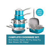 Gotham Steel 20 Piece Nonstick Pots and Pans Set, All in One Kitchen Cookware Set + Bakeware Set, Aqua Blue