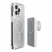 PopSockets MagSafe Power Pack Charger, 5000 mAh, White Clear, Portable Wireless Battery with Integrated Grip and Stand, 20W USB-C Wired Charging, 807350
