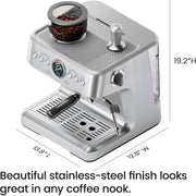 Chefman RJ54-G-SS Crema Supreme 15 Bar Espresso Machine with Milk Frother, Stainless Steel