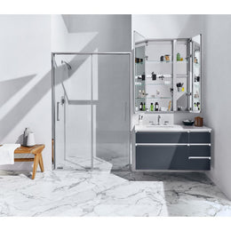 Robern M Series Reserve Frameless Single Door Medicine Cabinet Aluminum Polished Edge 23.25 in x 30 in MR2430D4FPE2