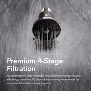 AquaTru 90AT01SH01-B 4-Spray Black 5.32-in Round Rain Filtered High Pressure Shower Head 2.5 GPM, Matte Black