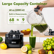 Kitchen In The Box 8628MX Countertop Blender, 68 oz BPA-Free Tritan Jar, 1450W Motor, 8-Point Stainless Steel Blades, Black