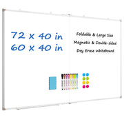 Dollar Boss Large Magnetic Double-Sided Dry Erase Whiteboard, Foldable, Aluminum Frame, Wall Mounted, 40in x 60in