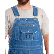 Berne Vintage Unlined Washed Denim Bib Overall, 10.5 oz Cotton, Heavy-Duty Brass Buckles, Light Denim, 36W x 30L B913