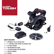 Hyper Tough AQ80001G 20V 6.5in. Brushless Circular Saw, with 2.0Ah Battery Pack and