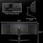 Deco Gear OLED 49 Inch Curved Ultrawide Monitor, 5120x1440 Resolution, 144Hz Refresh Rate, 0.03ms Response Time, HDR400 True Black, 32:9 Aspect Ratio, Adaptive Sync, 90W USB-C, Built-in Speakers, Adjustable Stand