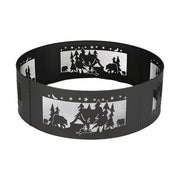 Bond Yosemite Outdoor Fire Ring, 36 in Diameter, Steel Construction, Powder-Coated Black Finish, Forest Camping Scene, 81529279