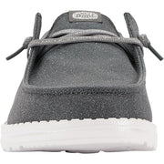 HEYDUDE Wendy Stardust Women's Slip-On Loafers, Sparkling Charcoal Textile Upper with Rhinestone Heel, Lightweight, Adjustable Elastic Laces, Removable Foam Insole, Size 10, 43101