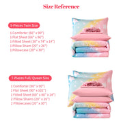 Sonive Full/Queen Kids Comforter Set, 7 Pieces, Super Soft Microfiber with Down Alternative Fill, Rainbow Star Design, All-Season