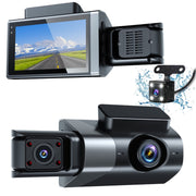 Ccdes 3 Channel Dash Cam with Front, Cabin, Rear 1080P Cameras, 3.0 Inch IPS Screen, Night Vision, G-Sensor, Loop Recording, 24Hr Parking Monitor, Supports 32GB Card, 6599061352