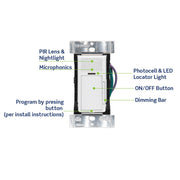 Leviton Decora Smart Occupancy Vacancy Sensor, 0-10V Dimming, Passive Infrared Technology, LED Nightlight, White, 120-277VAC, ODD10-IDW
