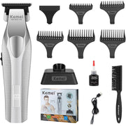 KEMEI Hair & Beard Trimmer for Men, 9000 RPM Motor, Zero-Gapped Ceramic and DLC Blades, Full Metal Body, LCD Display, USB Type-C Charging, 120-Minute Runtime, 3023-702