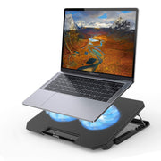 LIENS Laptop Cooling Pad with Dual 5.1-Inch Fans, Adjustable Height, Dual USB Ports, Black, Fits 12-15.6 Inch Laptops LS-001