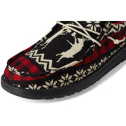 Hey Dude Wally Holiday Cheers Men's Slip-On Loafers, Lightweight Textile Upper, Elastic Laces, Black/Multi, 9M, 41862-0C4