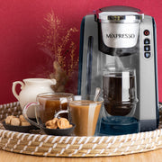 Mixpresso Single Serve Coffee Brewer, Compatible with K-Cup Pods and Ground Coffee, 4 Brew Sizes, 45oz Removable Water Tank, Rapid Brew Technology, Auto Shut-Off, Blue and Grey, K4NBG00