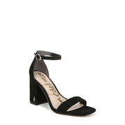 Sam Edelman Daniella Women's Dress Sandals, Black Suede Leather, Square Toe, 3.5-Inch Block Heel, Ankle Strap Buckle, G2191L9