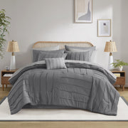 Mainstays 11-Piece Bed in a Bag Comforter Set with Sheets, Grey Texture, King