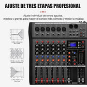 UNIFULL Audio Mixer 6 Channel Console Sound Board with 16 Digital Effects, Bluetooth Wireless Playback, USB MP3 Player, Balanced XLR and TRS Outputs, CT-60S