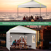 Hoteel HI-000100 10x10 Pop Up Canopy Tent, Waterproof 210D Oxford Cloth with PU Coating, UV50+ Protection, White