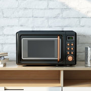 Costway EP23853GD 0.7Cu.ft Retro Countertop Microwave Oven 700W LED Display Glass Turntable black plus rose gold
