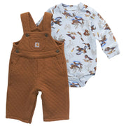 Carhartt CG8995 Duck Print Long-Sleeve Bodysuit and Quilted Overalls Set for Babies - Carhartt Brown - 18 Months