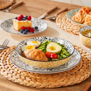 LOVECASA Ceramic Dinnerware Sets for 4, 16 Pieces Porcelain Lightweight Plates and Bowls Sets - Dishwasher Safe