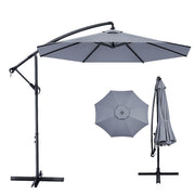 GVDV 10ft Cantilever Patio Umbrella, Outdoor Offset Design, 360 Rotation and Tilt, UPF 50+ Fabric, Water-Resistant, 8-Rib Wind-Resistant Frame, Grey