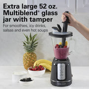 Hamilton Beach 54500J PowerBlend Duo Smoothie Blender for Kitchen, 52 oz Glass Jar & 20 oz., Black and Silver