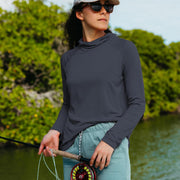 Free Fly W-B-LTHDY-II Women's Lightweight Hoodie II, Bamboo Viscose Blend, UPF 20+ Sun Protection, Storm Cloud, Large
