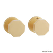 EH.RO.3075.30.L/R.SBS-NB-N - Contemporary Geometric Knob w/spring assistance Solid Brass Passage Interior Door Set w/ Round Escutcheon ?- No Backset - Satin Brass