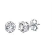Brilliance Fine Jewelry 1 CTW Lab Grown Round Diamond Women's Halo Stud Earrings Sterling Silver