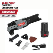 Hyper Tough 80015 12V Max Lithium-Ion Brushless Oscillating Multi-Tool with 1.5Ah Battery and Charger